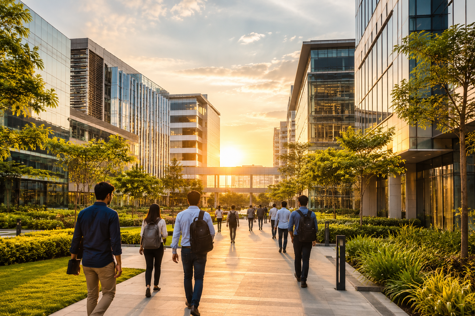 Modern tech park campus in Bangalore representing India's AI and product engineering hub