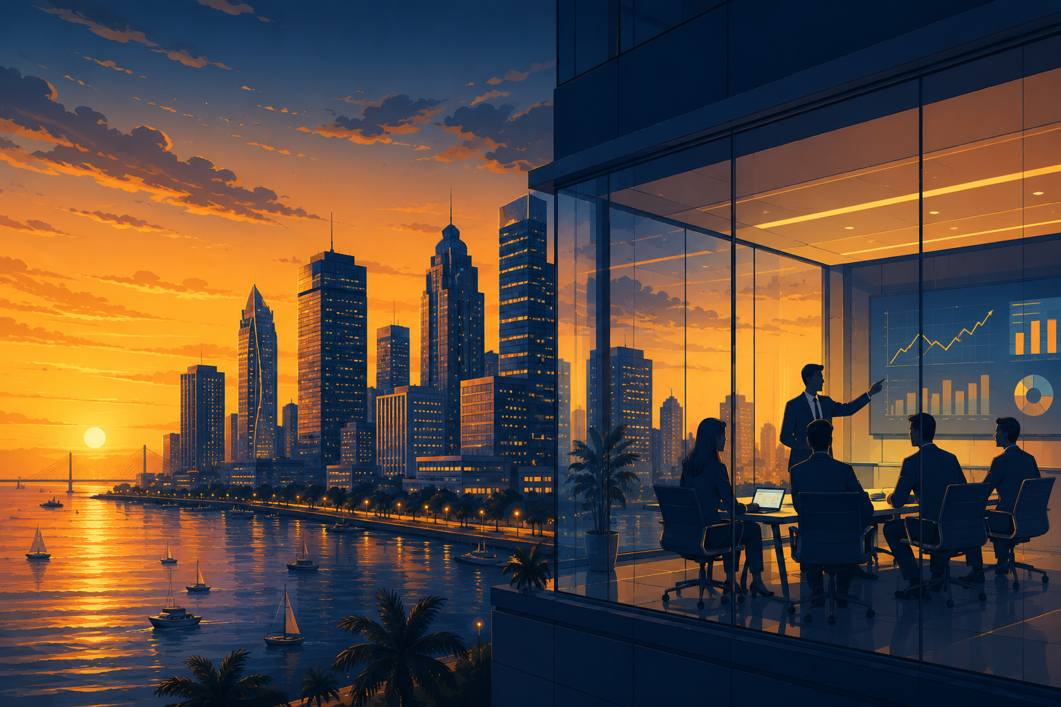 Illustration of Mumbai's financial district skyline representing the city's BFSI and capital markets talent hub